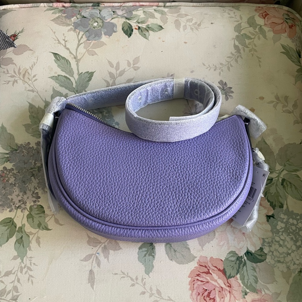 Coach Luna Bag in Light Violet and Textured Signature Print Silk Skinny Scarf